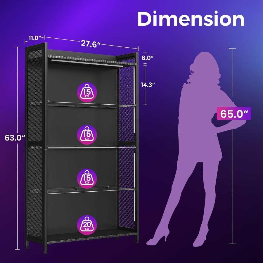 4-Tier Display Case with Tempe - Lighting ulasan dan harga