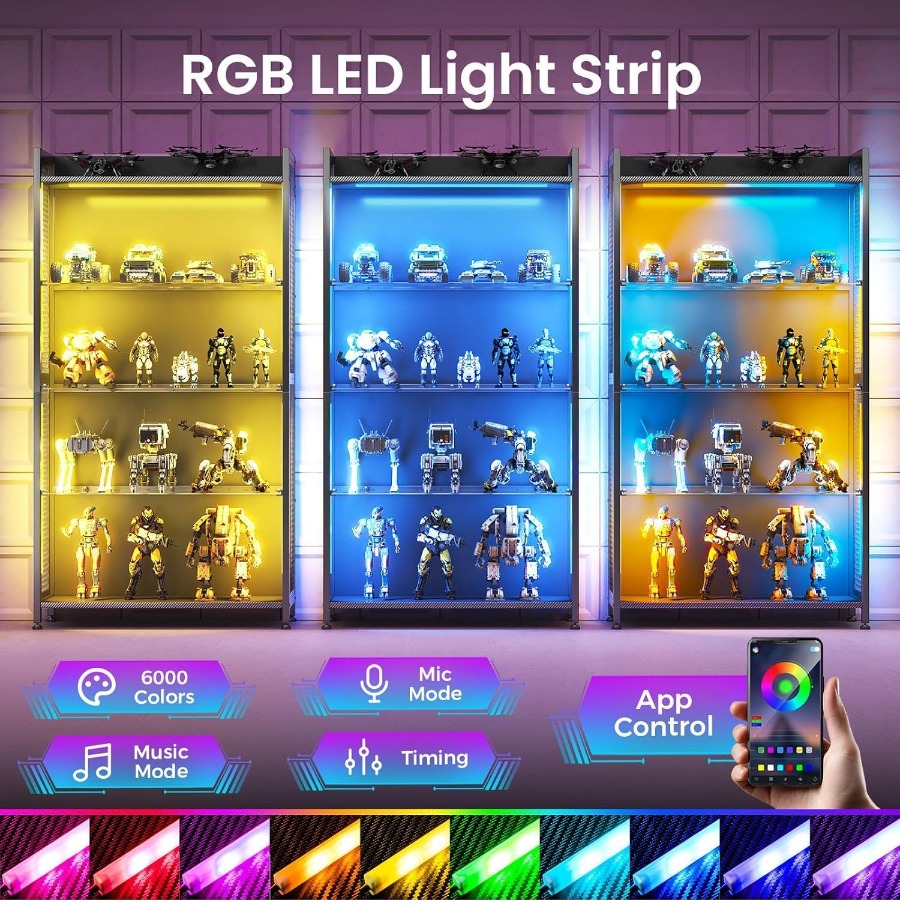 4-Tier Display Case with Tempe - Lighting ulasan dan harga