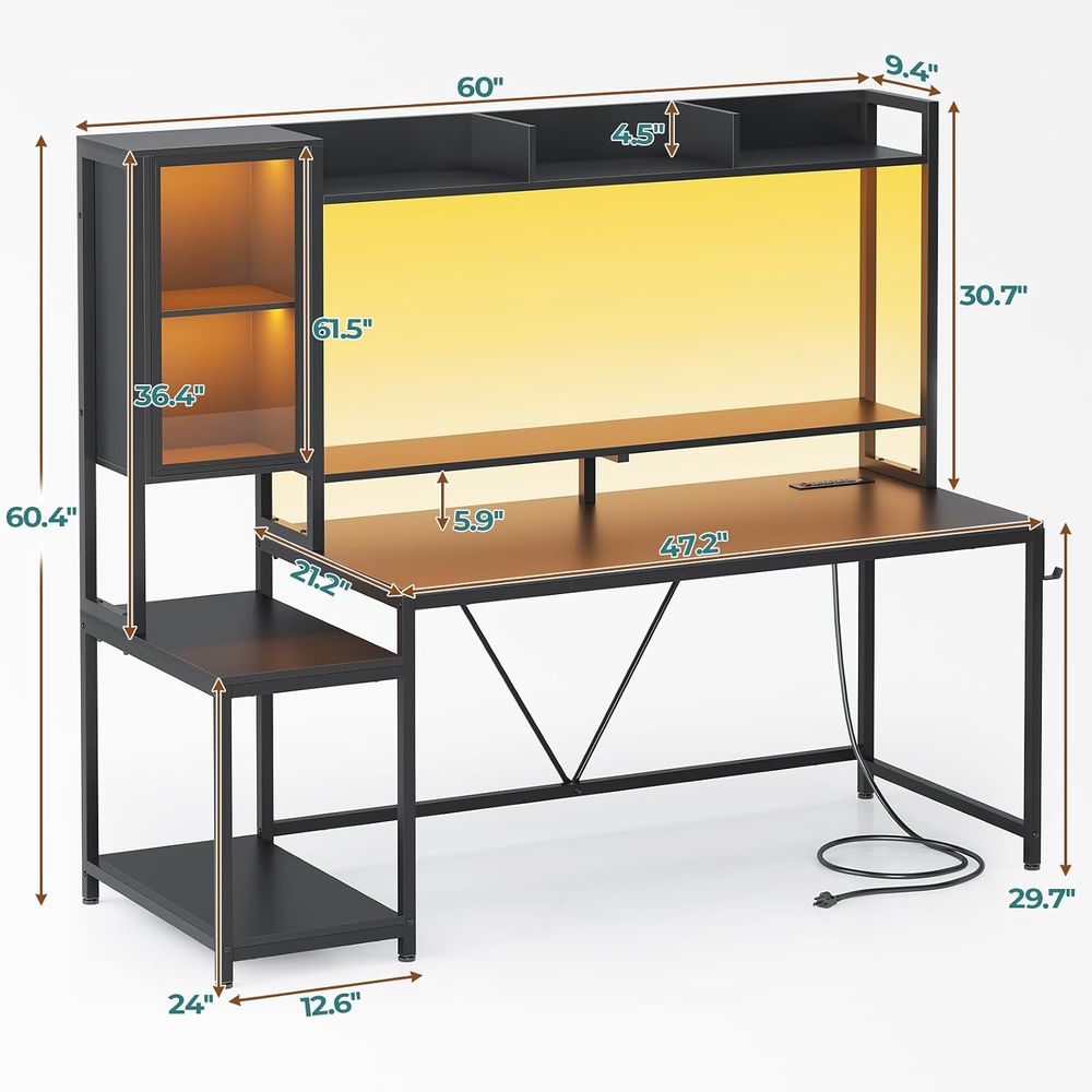 60'' Gaming Desk with Storage, - Storage & Organization ulasan dan harga