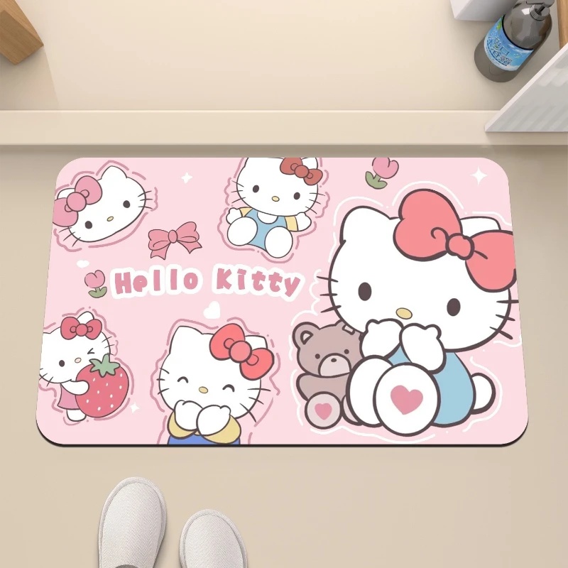 Hello Kitty Strawberry & Bear  - Quick Dry Diatomite Bath Mat ulasan dan harga