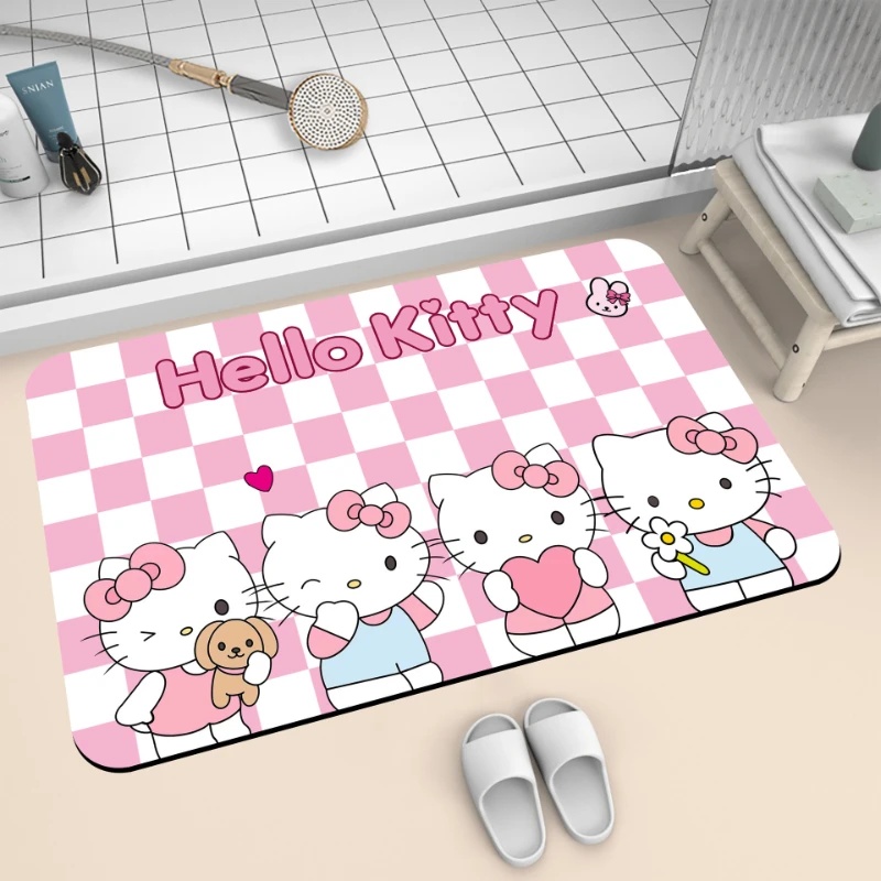 Hello Kitty Strawberry & Bear  - Quick Dry Diatomite Bath Mat ulasan dan harga