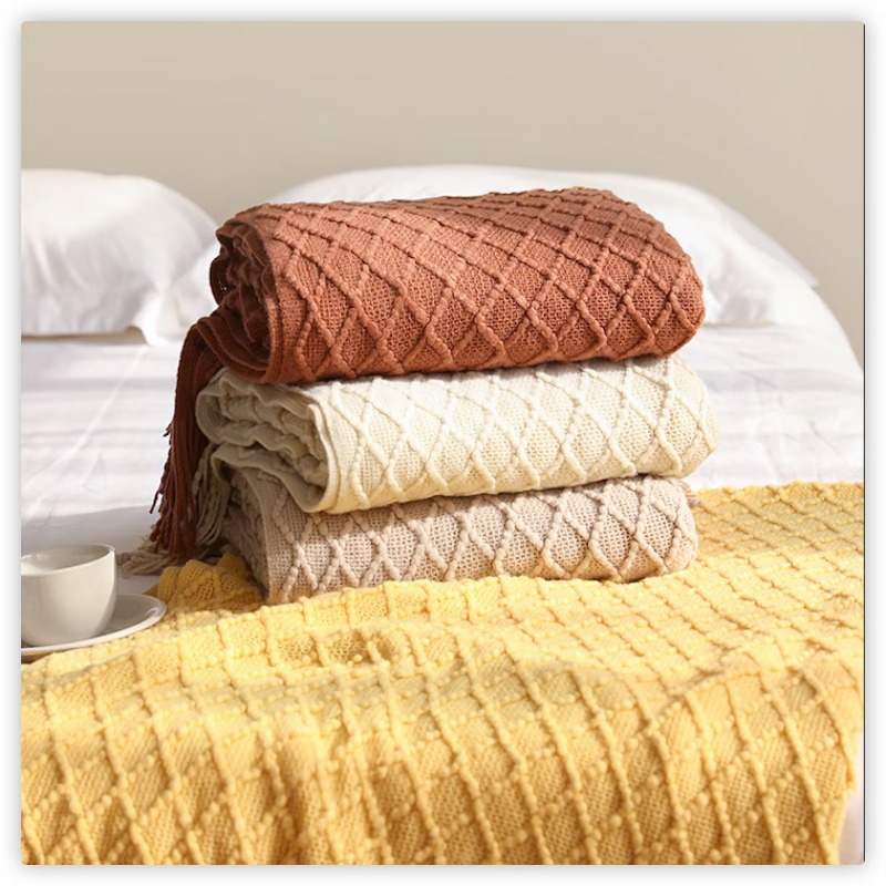 Textile City Diamond Knit Thro - Boho Throw Blanket Fringe ulasan dan harga