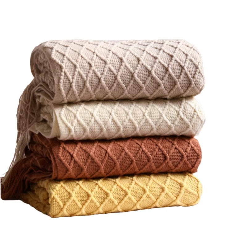 Textile City Diamond Knit Thro - Boho Throw Blanket Fringe ulasan dan harga