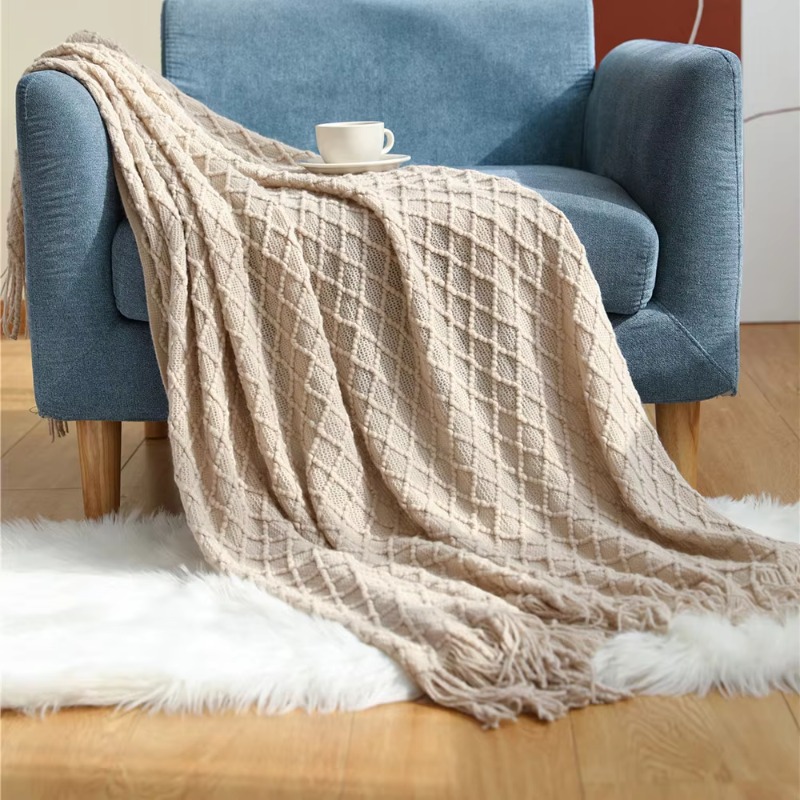 Textile City Diamond Knit Thro - Boho Throw Blanket Fringe ulasan dan harga